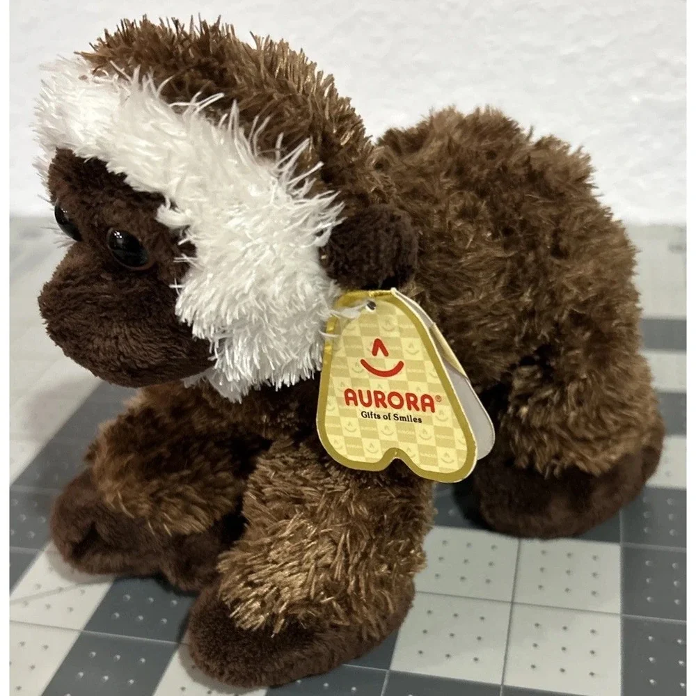 Aurora World Brown Gibbon Monkey Ape Chimp Floppy Stuffed Animal Plush 5 inch